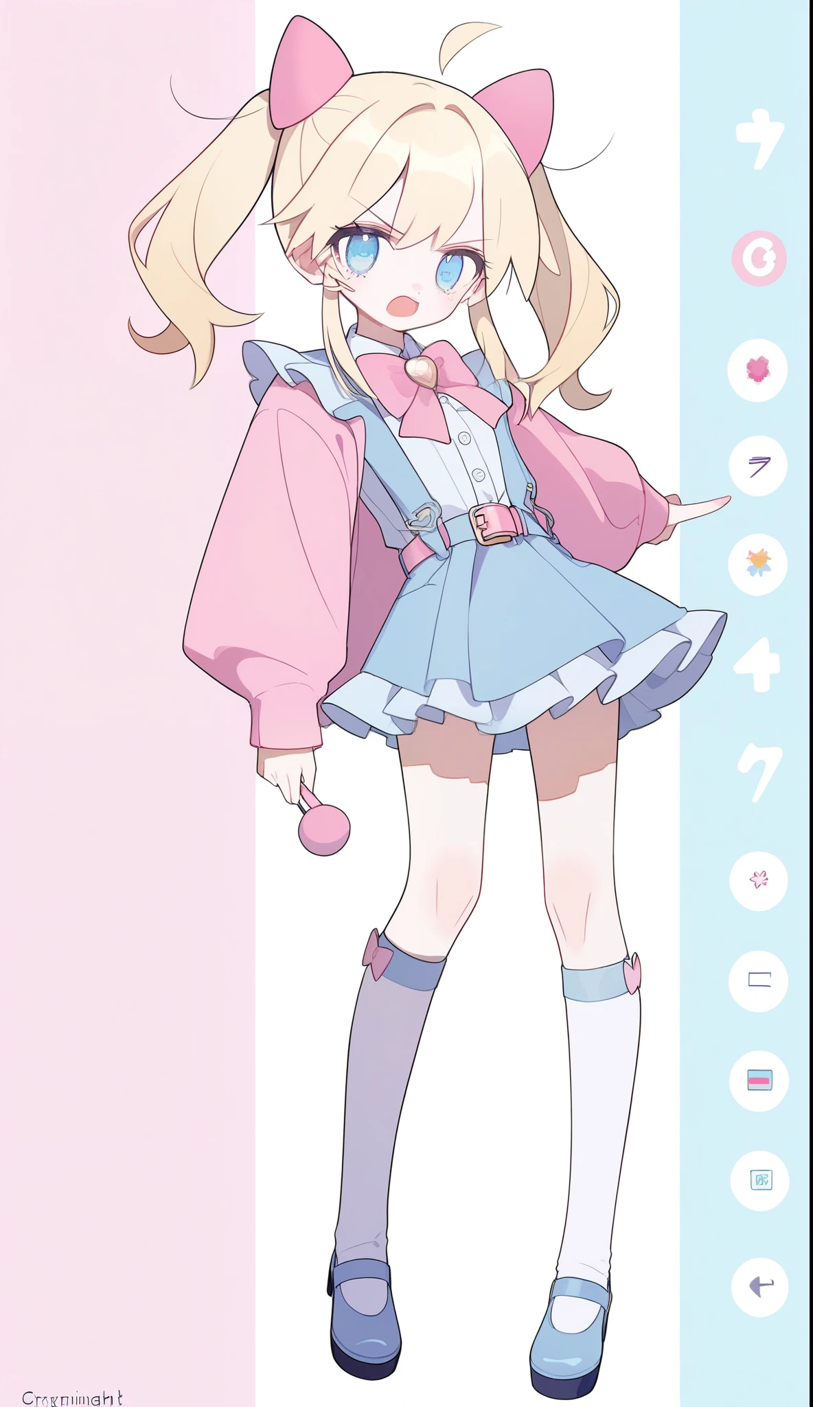 rating_safe,(masterpiece, best quality), pigtails,cryinglight blonde hair,mini pigtails,pastel blue jean skirt with pink belt,pastel pink cardigan with buttons and a pastel pink bow,messy hair,pastel blue eyes,full body,angry,magical girl,special effects,fighting,mature woman