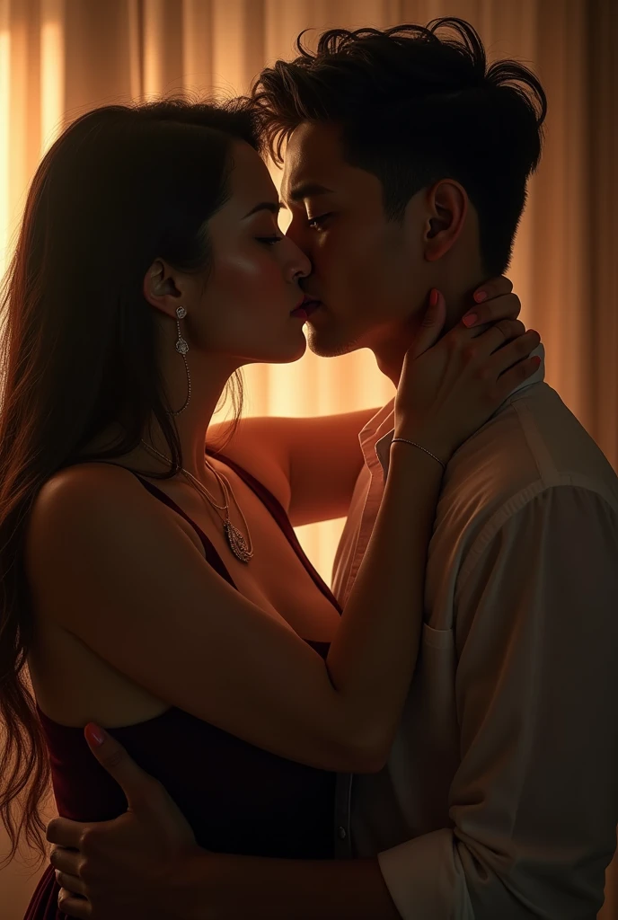 Femme nue embrassant un homme en lingerie, Roberto Ferri et Ruan Jia, Sexy Dominant Pose, Alessio Albi et Shin Jeongho, Passionate pose, photo de film sexy, couple, kissing nicely together, par Tadashi Nakayama, Tatsuyuki Tanaka HD, Various seductive poses, Very sexy woman with black hair