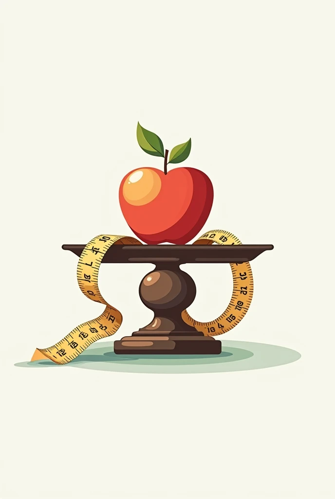 Create a logo of an apple on a scale surrounded by a measuring tape and that I completely surrounded and with a text that says nutritionist Cindy Cruz