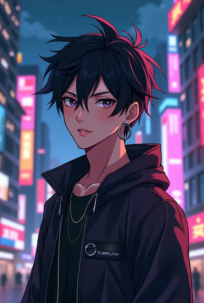 Cool anime guy wearing earrings