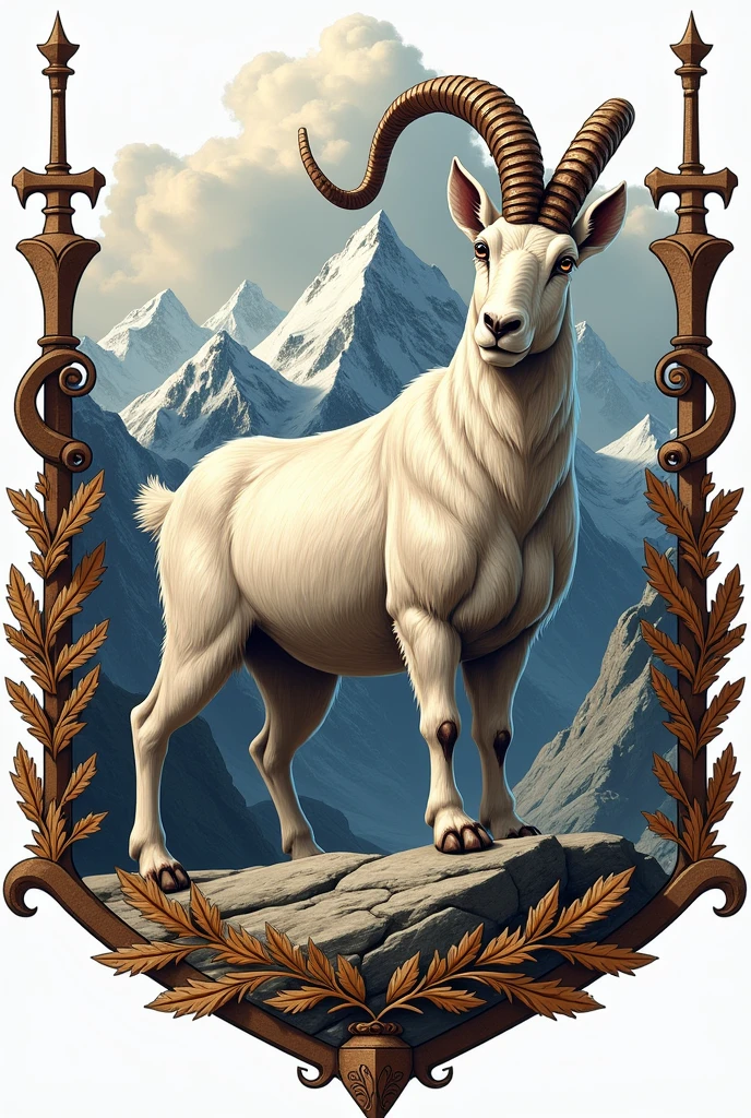 Create a simple coat of arms with a mountain goat as an emblem