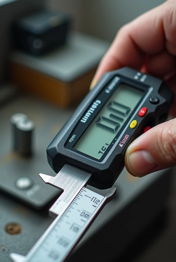 a micrometer being calibrated
