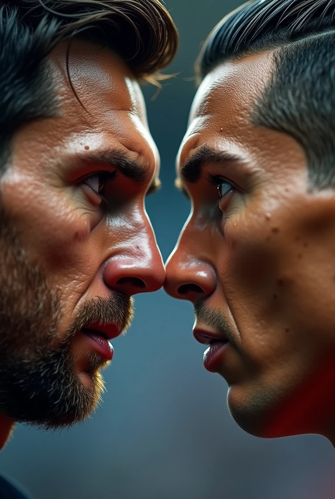 Messi and christiano ronaldo close view
