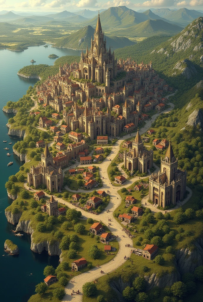 Map of a giant medieval kingdom with thousands of buildings
