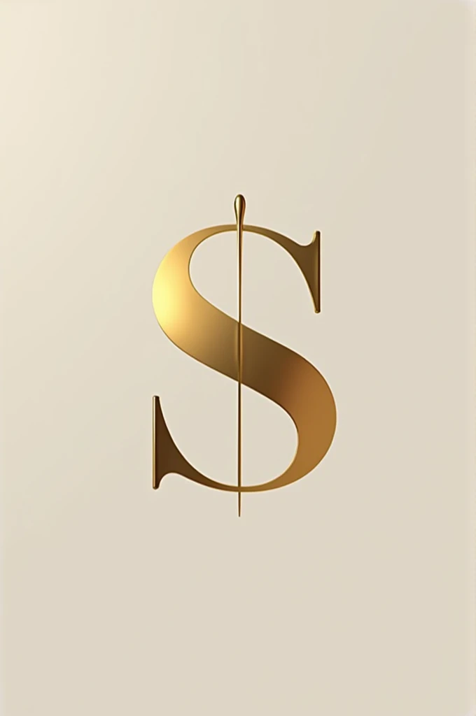 Create an image that is the logo for a clothing brand that has a golden S shaped like a thread going through a needle