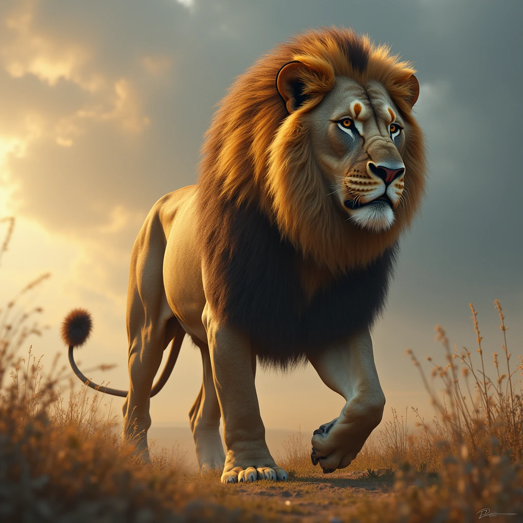 (photorealism:1.5), Lion, long, giant gyatt.