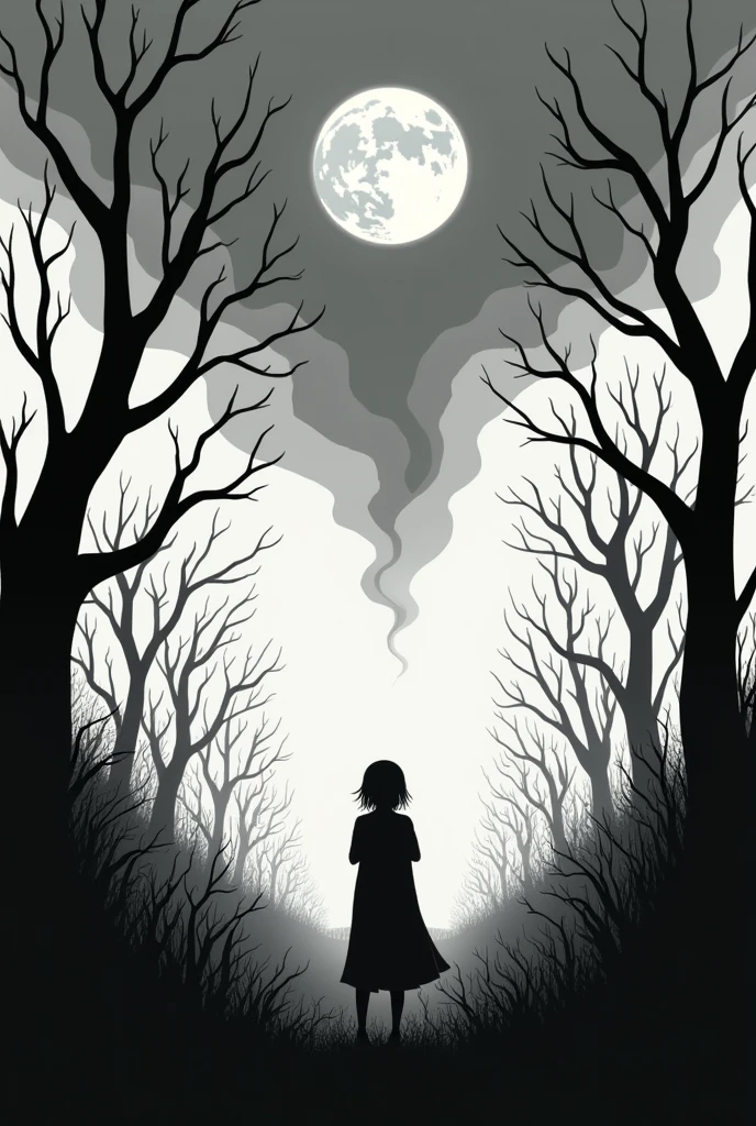 I ask you to generate a black and white illustration type image in the style of Tim Burton that reflects what I am feeling at this moment and for several years now..
The context is as follows:
I feel like I'm attracted to or in love with a girl much less than I am ñ, We are both in other relationships. She talks to me and then disappears for days, I know it hurts me to talk to her, It stagnates me, It depresses me and the more I talk, the more I feel like I'm sinking into a dark place that I can't get out of.. I feel tied to our past together and I know I should move on but when we make contact I can't get out.. I am attracted to her and I still have many feelings for her but there is no possibility of being together. I feel like I'm trying to get rid of this bond but it keeps absorbing me and I can't move forward in my life..