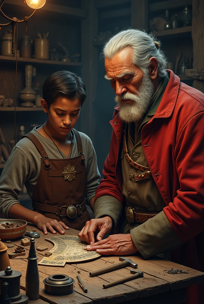 image of a guy wearing a red coat making armor a young guy 