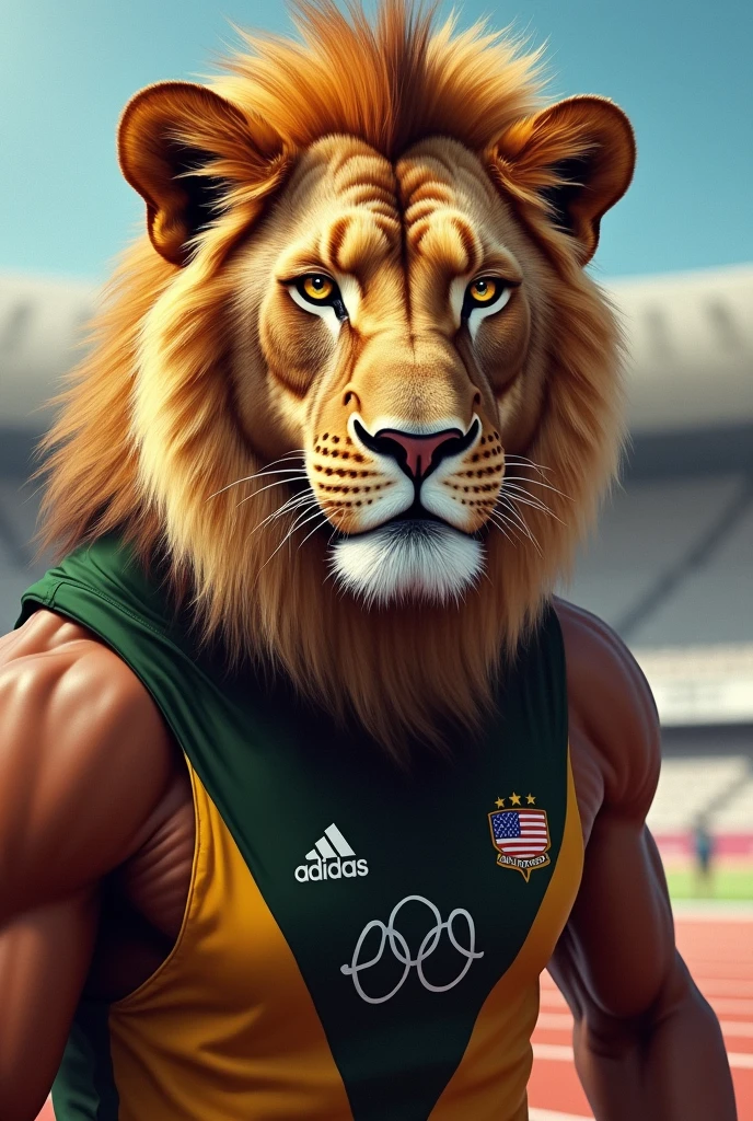 Tebogo letsile as a lion face at the Olympics 