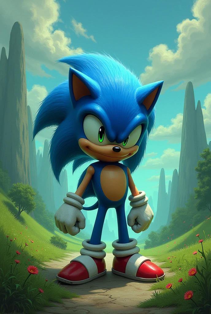Sanic in green hill zone but something is off and slightly eerie