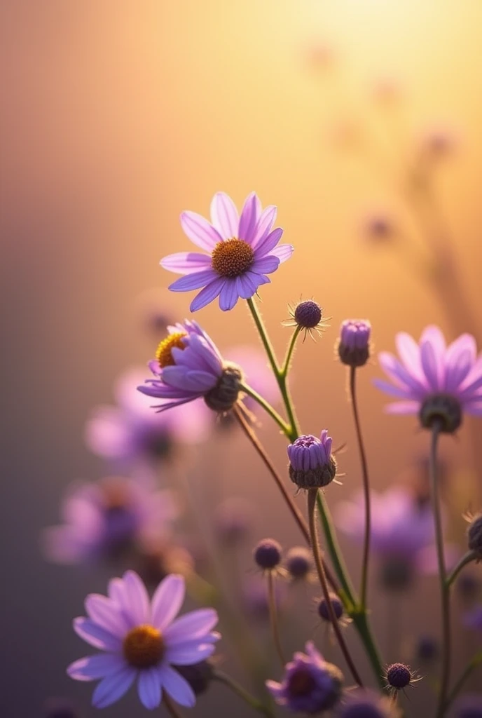 Warm coffee background light purple small flowers