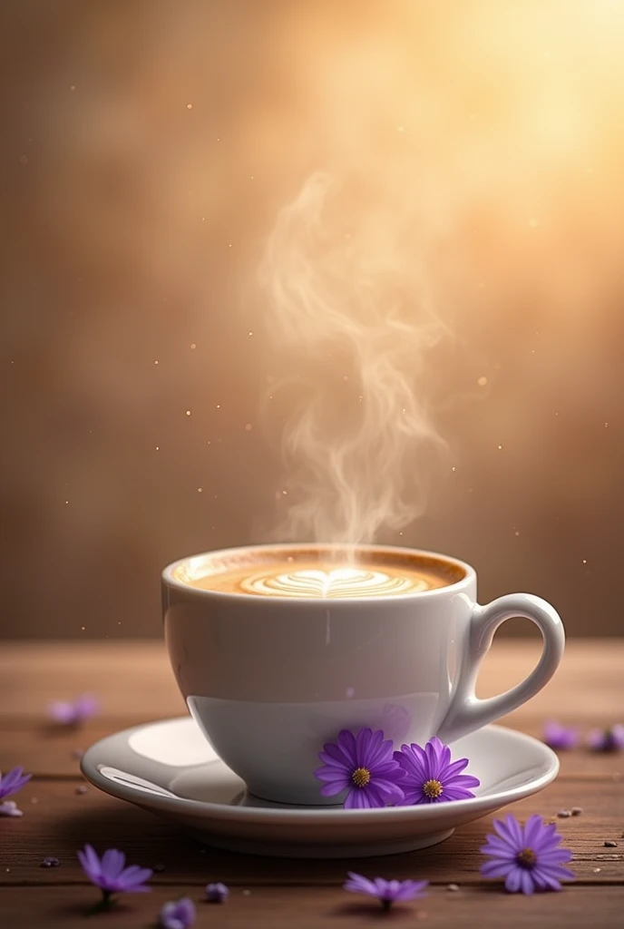 Warm coffee background light purple small flowers