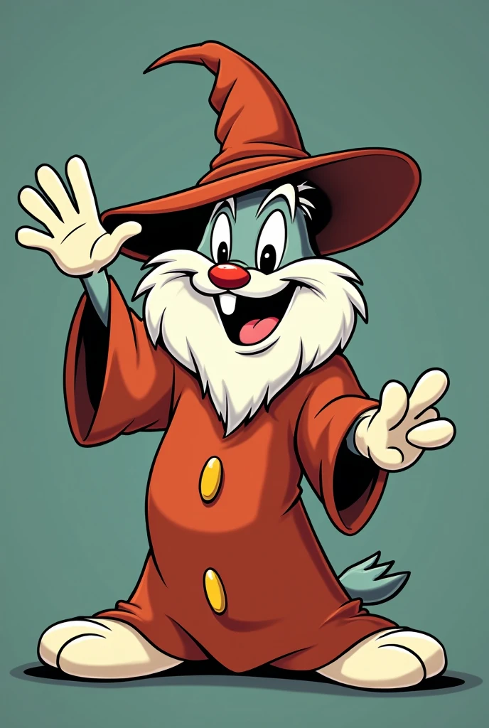 wizard looney tunes style "that's all folks":1.2) with rubberhose style illustration of wizard