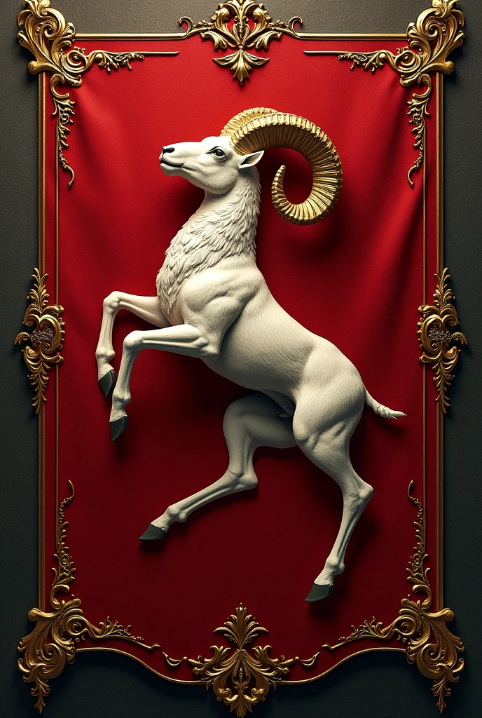 Create a kingdom flag with a ram as an emblem remove detail 