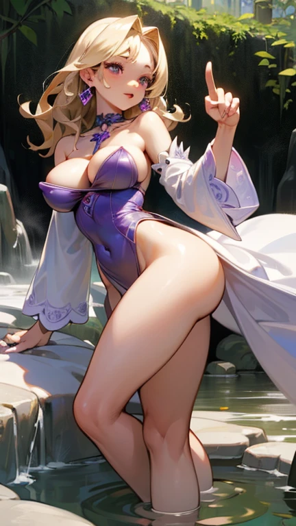 ((masterpiece))、(((Highest quality)))、Highest quality, Solo Mature, Huge breasts, Huge Ass, Very curvaceous, Very dark skin, Long ash blonde hair with curls, Amethyst Eyes, Fuller lips, Fascinating, smile, Low Cut Dress, choker, White fur coat, Diamond Earrings, Thick thighs, Curvaceous physique、(Beautiful nipples)、(Sexual suggestion)、(The lower half is naked)、(Detailed genitalia)、(Sexual suggestion)、Breast milk、White turbid liquid、Bullish expression、Detailed female genitalia)、(Genitalia depicted in great detail)、((Browsing Caution))、(((hot spring)))、(Realistic anatomical genitalia)、(Angle viewed from below)、((Pointing genitals at the screen))、(((Genitals exposed)))、((Fluids dripping from the vagina))、((Genitals open with fingers))、((Detailed depiction of female genitalia))、((Exposing the vaginal opening))、((sexual expression))、((Detailed depiction of the urethral meatus、labia majora、labia minora、clitoris、Mons pubis))、((Cross-section of the vagina))