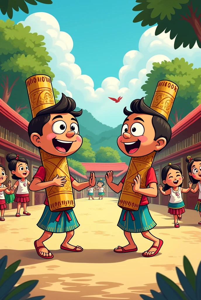 Tinikling cartoon drawing
