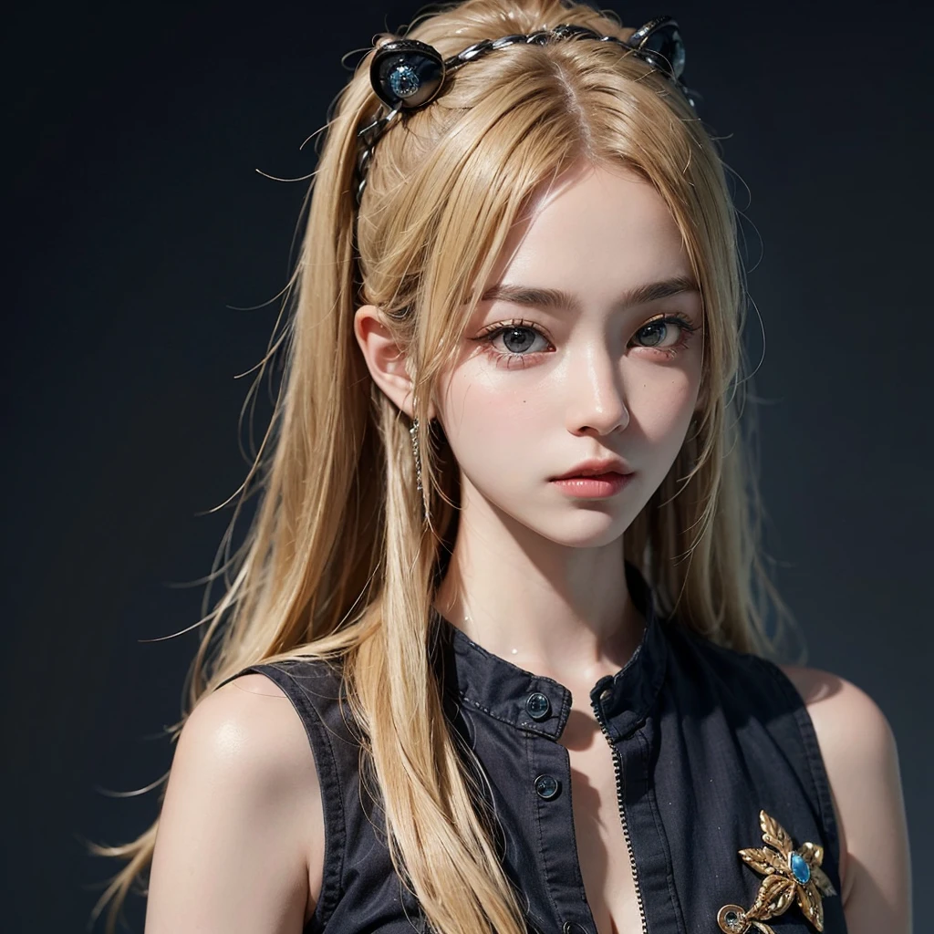 ((Highest quality)), ((masterpiece)), (detailed), One girl, Beauty、Eyebrows are lowered、He has a troubled look on his face、The hair is long and blonde、She looks like Tzuyu from TWICE