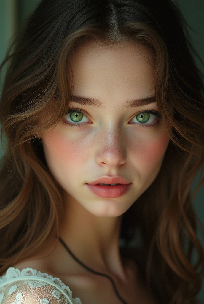 Girl with green eyes and brown hair