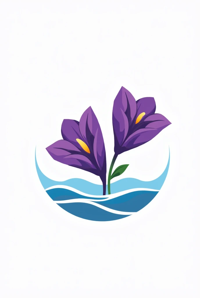 The logo of Ao Mamuang School is white, purple, with butterfly pea flowers, sea waves, unity, and a sufficient economy.