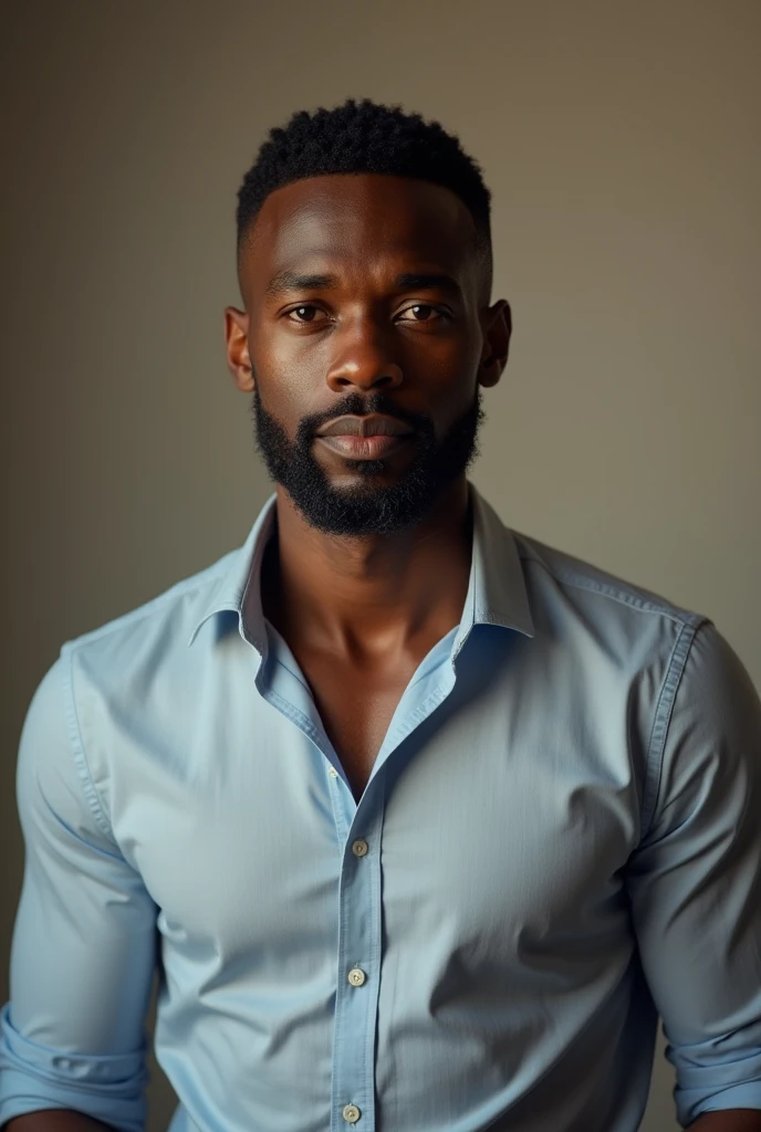 (photorealism:1.2), Man, dilf, sexy, dad, button up, african american 
