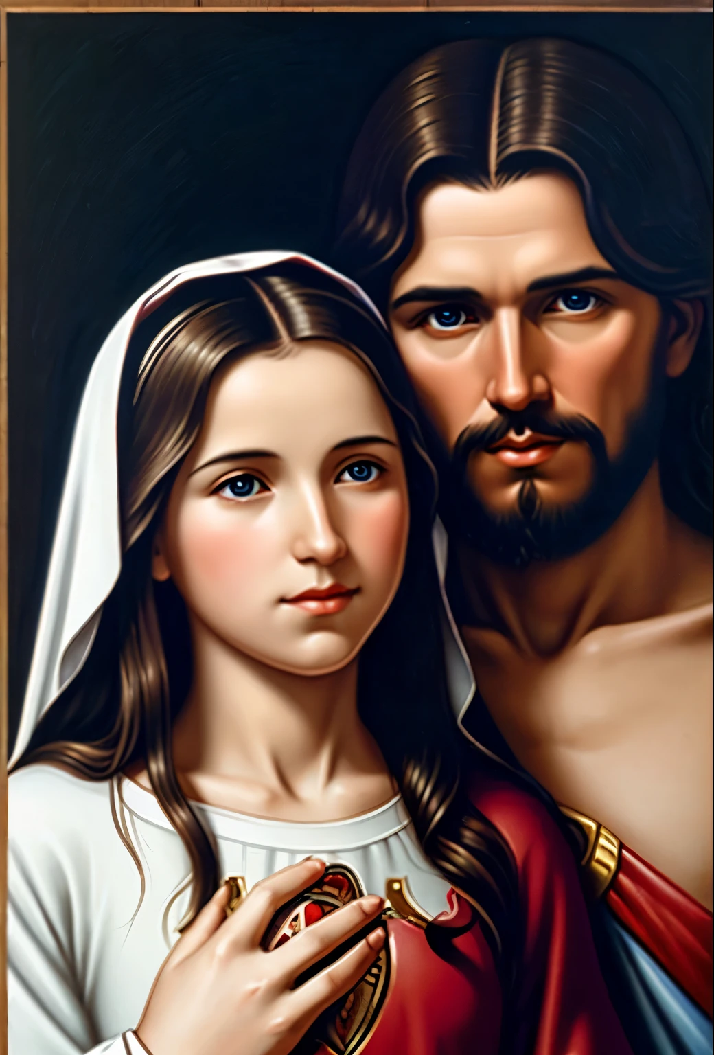 Divine Mercy Image – Poster of the Sacred Heart of Jesus and the Immaculate Heart of the Virgin Mary