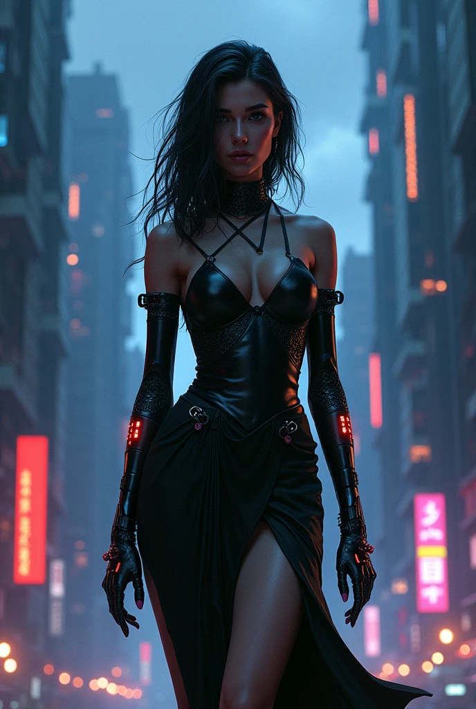 cyberpunk view with sexy girl