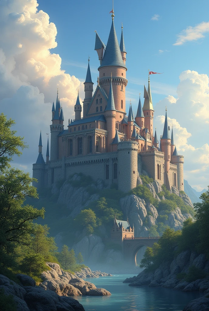 masterpiece, 最high quality, high quality, Very detailed CG unit 8k wallpaper, outdoor, Invalid, sky, A beautiful medieval castle, No humans, Writing border depth, high resolution, Chromatic Aberration, Practical, Very detailed, Artステーションのトレンド, CG Social Trends, complicated, Attention to detail, dramatic, Art：On the go