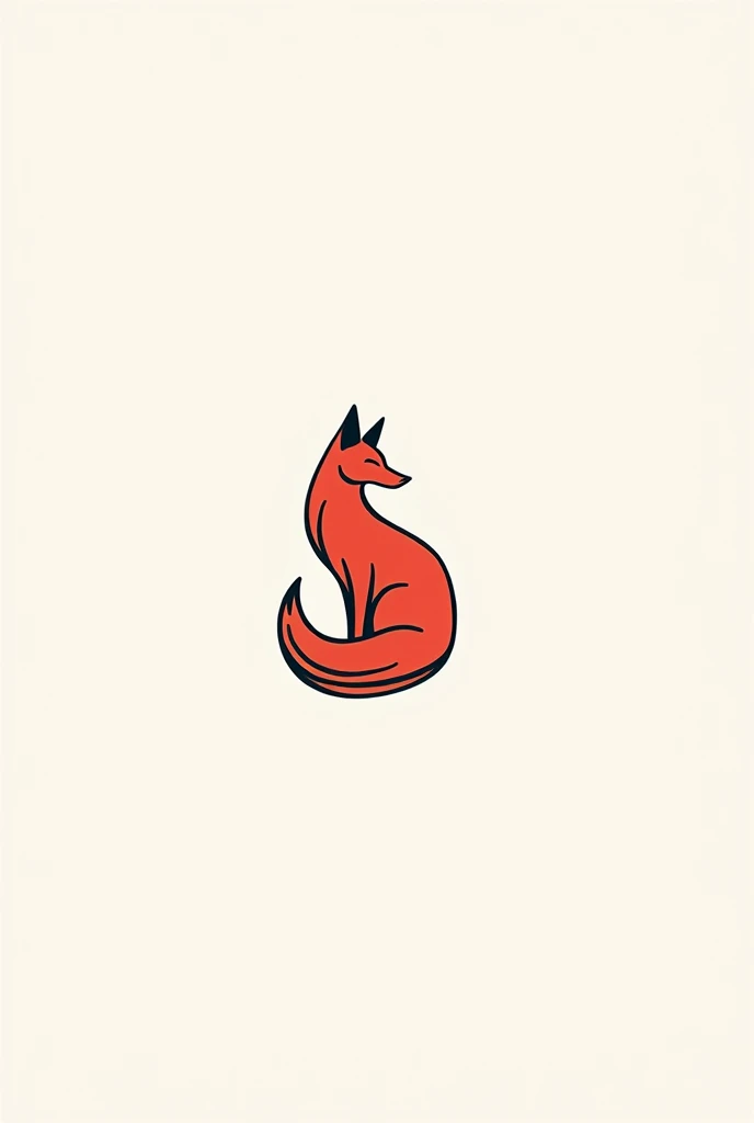 Create a line art logo of a fox with red fur
