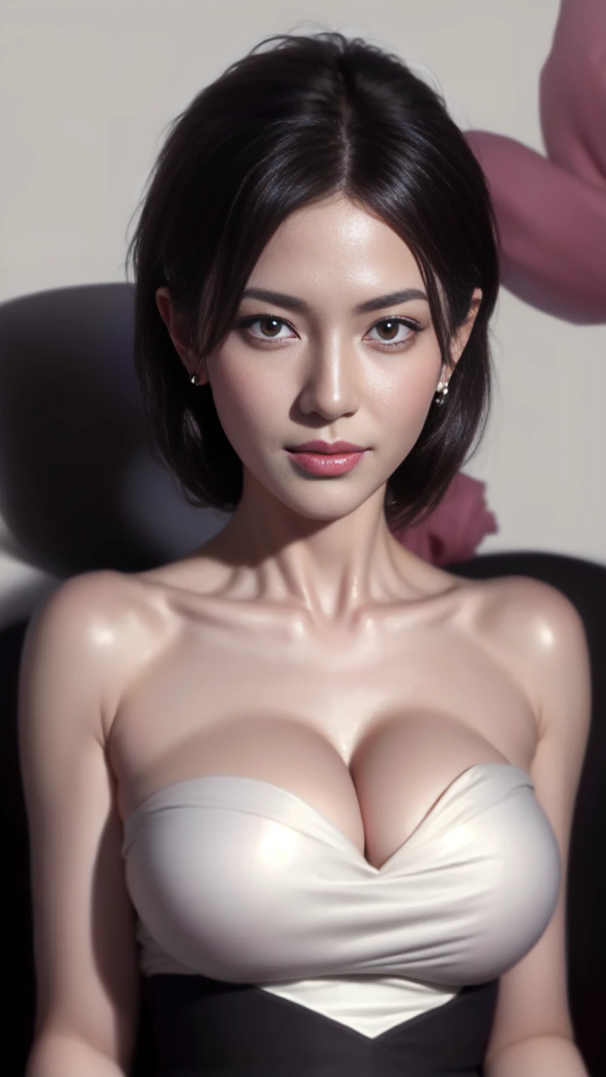 (((Highest quality)), ((8k)), ((masterpiece: 1.3)), (Photorealism: 1.6), (JMA), (Who), (Portrait of a Japanese mature woman), (Pitch black background: 1.2), (65-year-old woman), (Cat face), (Perfect looks), ((Realistic skin texture)), (Fine wrinkles all over the skin), (Dullness), (Facial wrinkles), (Wrinkles around the eyes), double eyelid, Tear bags under the eyelids, (corner of the eye), Thin eyebrows, (Grimacing and laughing), Short bangs, short hair, (Colorful V-neck sexy dress: 1.2), (Close-up of face),