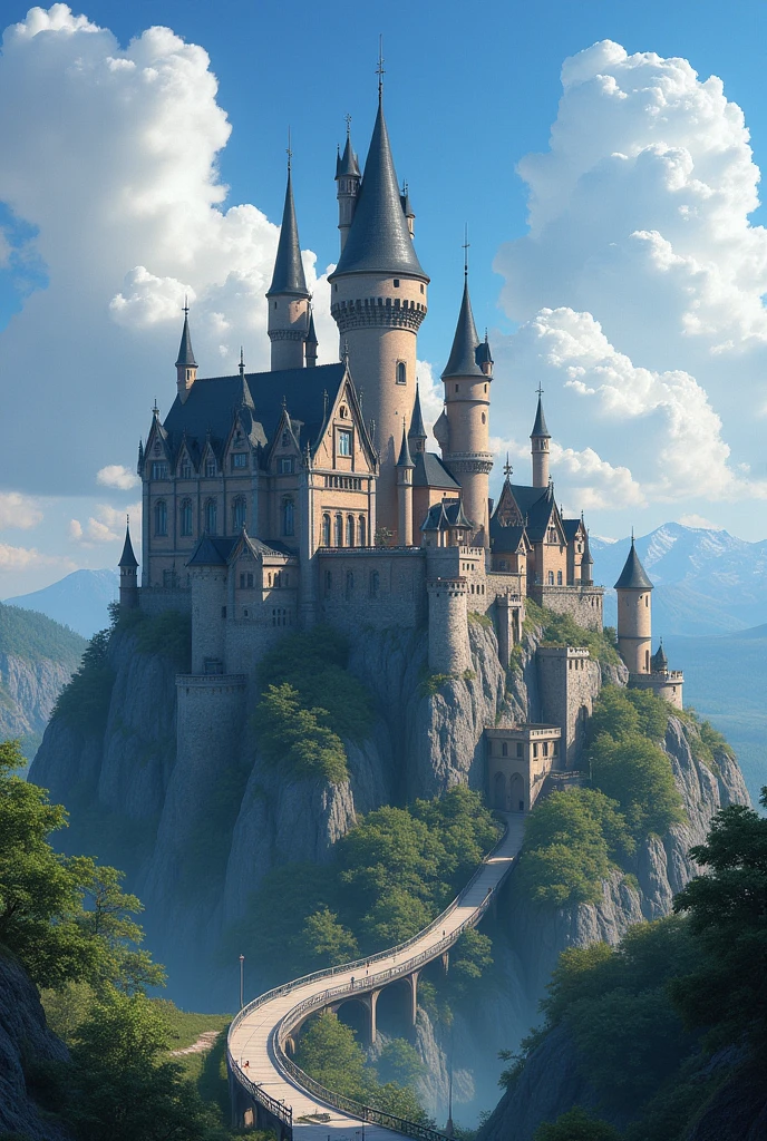 masterpiece, 最high quality, high quality, Very detailed CG unit 8k wallpaper, outdoor, Invalid, sky, A beautiful medieval castle,Black roof, No humans, Writing border depth, high resolution, Chromatic Aberration, Practical, Very detailed, Artステーションのトレンド, CG Social Trends, complicated, Attention to detail, dramatic, Art：On the go