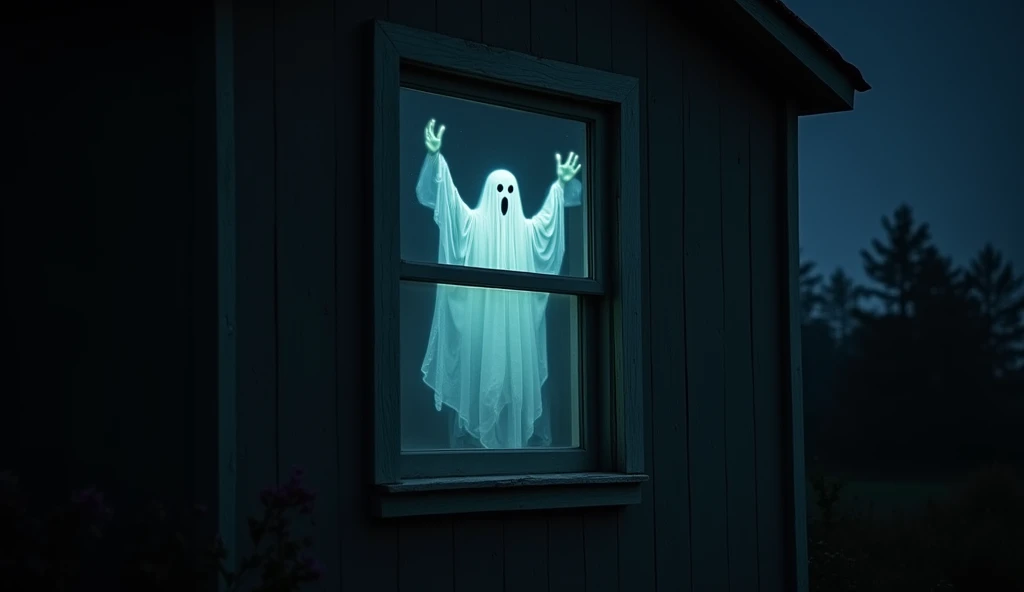 Ghost in the window at night