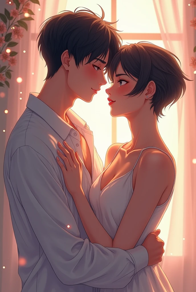 Omegaverse gay cover and the two boys are Korean anime drawing style art from pinterest , homosexual not hetero 