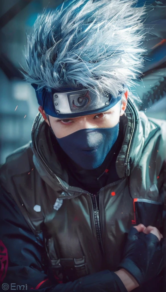 Close-up of a person wearing a mask and face mask., kakashi hatake, kakashi, Anime Badass 8K, Anime Style 4 K, anime wallpaper 4k, anime wallpaper 4 k, anime wallpaper 4k, Naruto art style, manga wallpaper 4 k, anime wallpaper 4k konachan ที่ดีที่สุด, shinobi, Realistic anime style