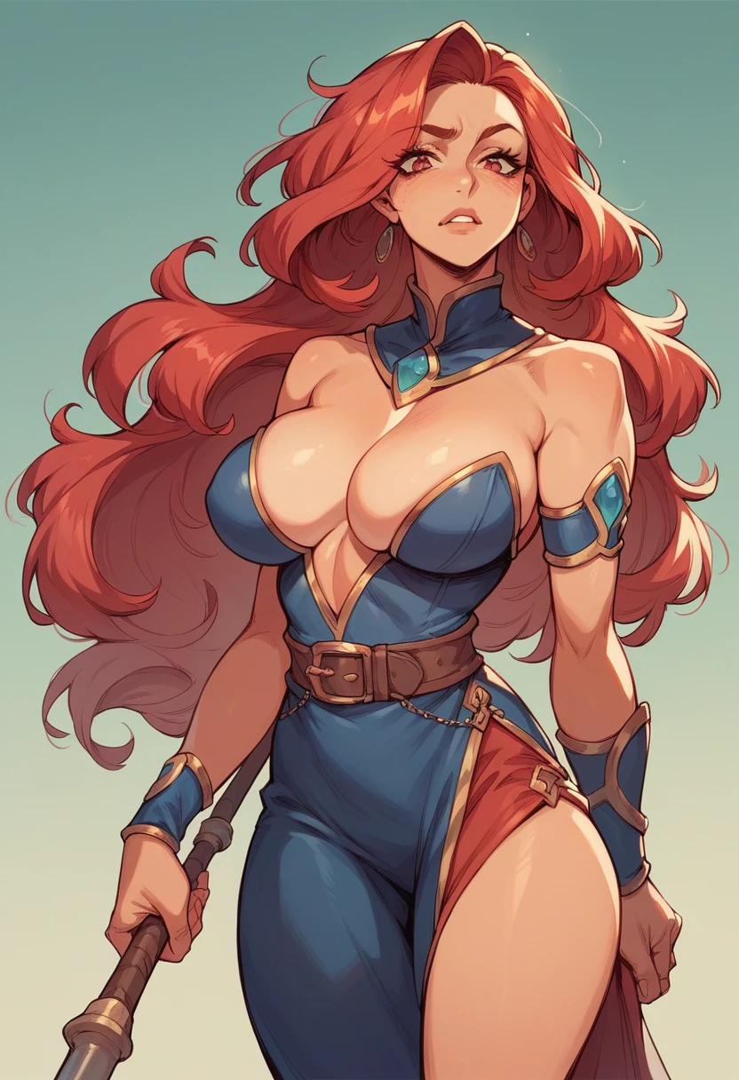 Wizard, long red hair, big breasts (F size)