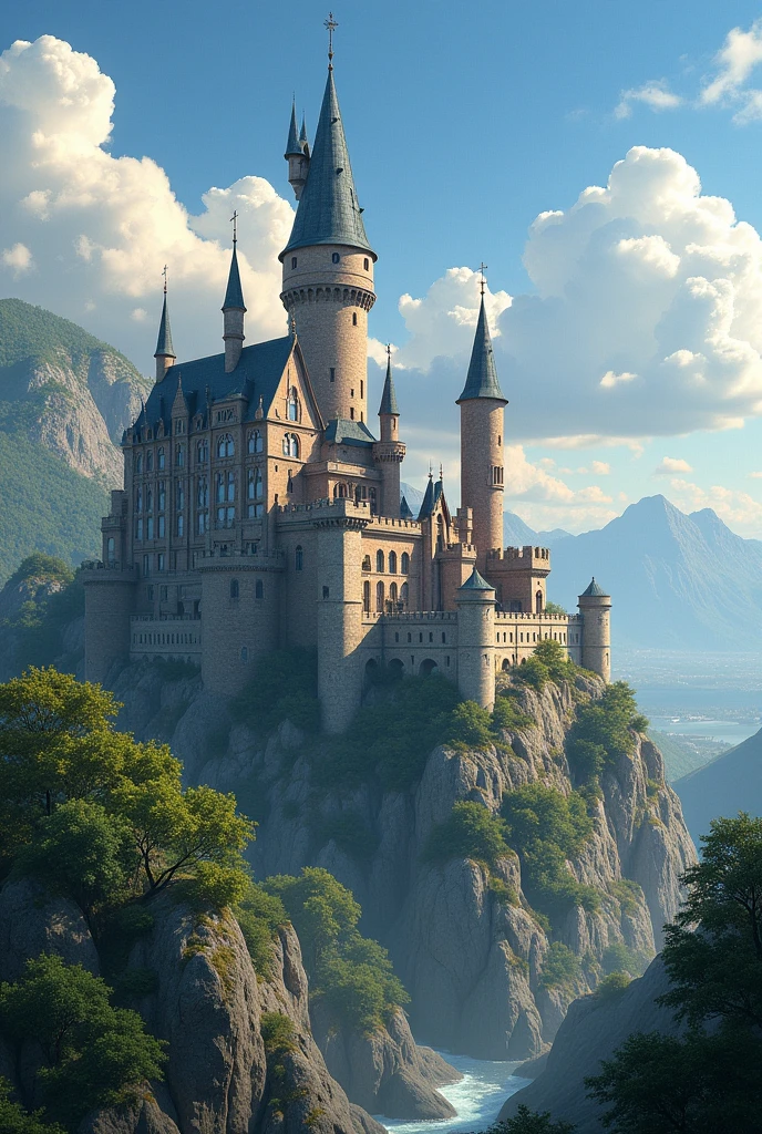 masterpiece, 最high quality, high quality, Very detailed CG unit 8k wallpaper, outdoor, Invalid, sky, A beautiful medieval castle,roof, No humans, Writing border depth, high resolution, Chromatic Aberration, Practical, Very detailed, Artステーションのトレンド, CG Social Trends, complicated, Attention to detail, dramatic, Art:On the go