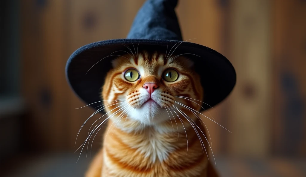 Cat in a witch hat for Halloween