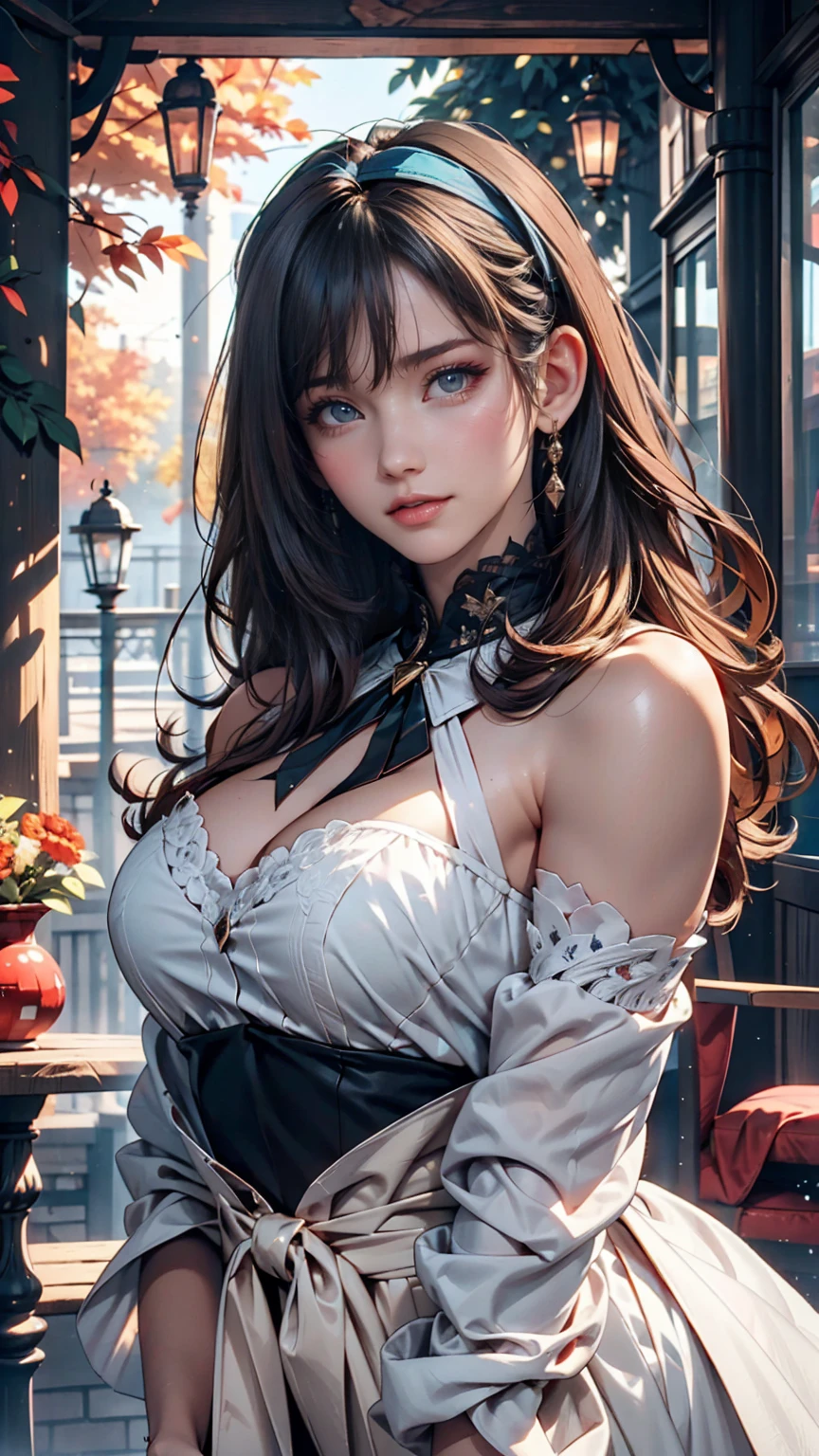 (8k, Highest quality, masterpiece: 1.2), (Highest quality: 1.0), (Ultra-high resolution: 1.0), watercolor, Beautiful woman, (Sparkling Eyes,Blue Eyes),shoulder, head band, Agnes Cecil, Bust, Very bright design, pastel colour, Autumn Light, Moody Gray, Rough style Alexei Savrasov, Ivan Shishkin, Ilya Repin, (Card Retouching: 1.2), 2D, (oil: 1.2) Very detailed