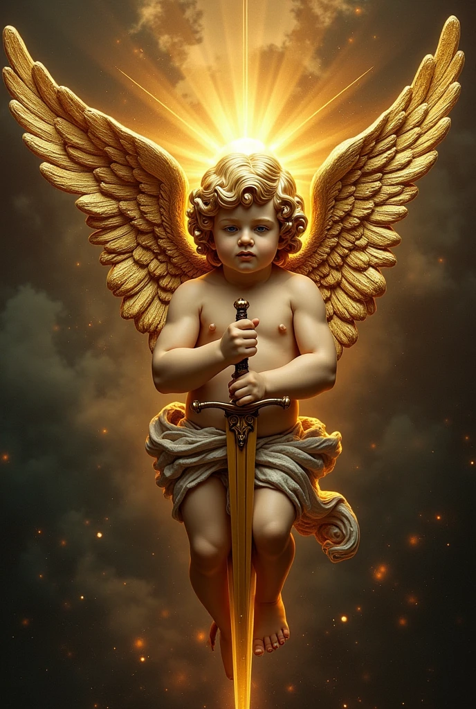 image of a cherub according to the passages described in:
1. Genesis 3:24 After the fall of Adam and Eve, God places cherubs to guard the way to the tree of life in the Garden of Eden.

"He threw, Well, out to the man, and placed cherubim at the east of the garden of Eden, and a flaming sword that was turning everywhere, to guard the path of the tree of life."

2. Exodus 25:18-22 Cherubim are mentioned in connection with the Ark of the Covenant. God instructs Moses to make two golden cherubim to cover the mercy seat with their wings (the lid of the Ark).

"You will do también dos querubines de oro; You shall make them hammered at the two ends of the mercy seat.. You will do, Well, a cherub at one end, and a cherub at the other end. You shall make the cherubim at its two ends from one piece with the mercy seat.. And the cherubim will spread their wings above, covering the mercy seat with its wings; their faces facing each other, looking at the faces of the cherubim at the mercy seat."

3. Exodus 26:1 Cherubim are embroidered on the curtains of the tabernacle.

"You will do el tabernáculo de diez cortinas de lino torcido, blue, purple and crimson; and you shall make them with cherubim of exquisite workmanship."

4. 1 Reyes 6:23-28 During the construction of Solomon&#39;s temple, Two large olive wood cherubs overlaid with gold were placed in the most holy place..

"He also made two cherubim of olive wood in the most holy place., each one ten cubits high. [...] And he covered the cherubim with gold."

5. Ezekiel 1:4-28 y Ezekiel 10:1-22 The prophet Ezekiel has detailed visions of cherubim. In these passages, Cherubs are described as having four faces (of man, Lion, visiting, and eagle) and four wings, and are associated with the glory of God.

"And look, And behold, a stormy wind came from the north., a large cloud with a surrounding fire, and around it a glow, and in the middle of the fire something that looked like shining bronze, and in the middle of it the