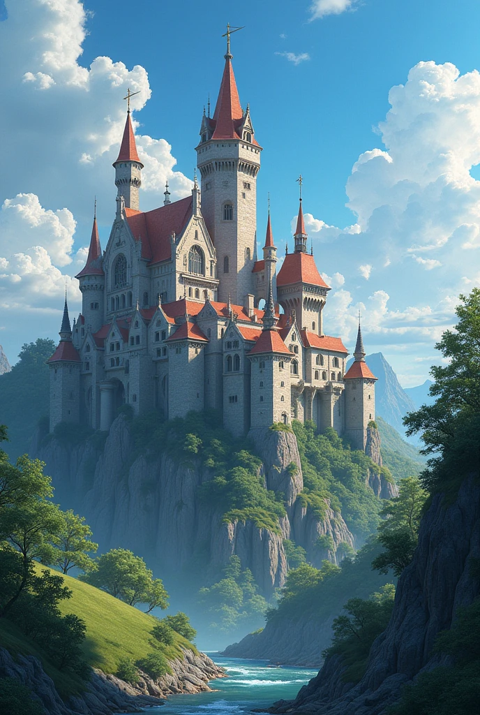 masterpiece, 最high quality, high quality, Very detailed CG unit 8k wallpaper, outdoor, Invalid, sky, A beautiful medieval castle,roof, No humans, Writing border depth, high resolution, Chromatic Aberration, Practical, Very detailed, Artステーションのトレンド, CG Social Trends, complicated, Attention to detail, dramatic, Art:On the go