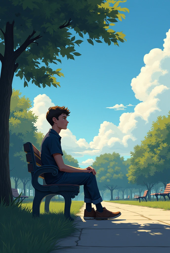 ( In a part)
Alex sits back down on the bench, alone now. The park is empty, and the sky is clearing up, symbolizing the end of one chapter and the beginning of another.