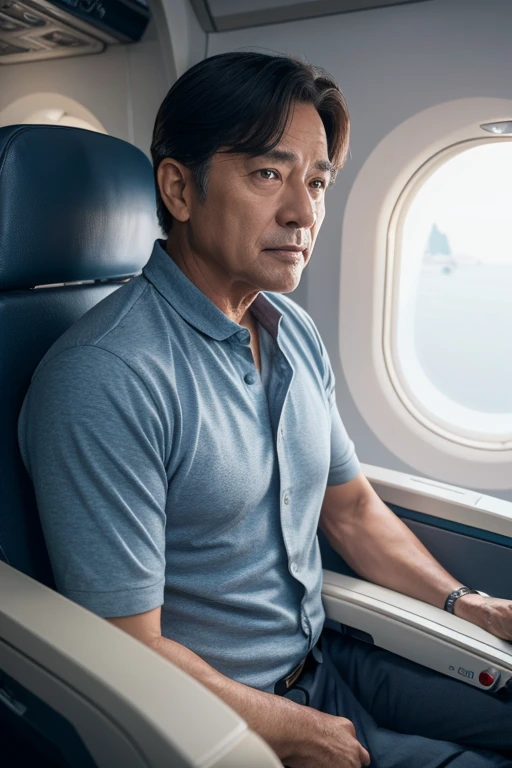 veteran actor,50-year-old male,Inside the aircraft