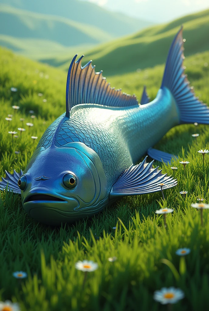 A big fish on grass