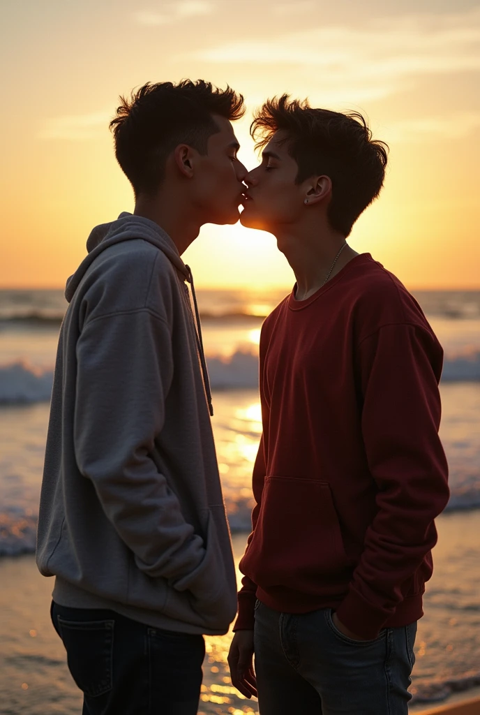 Two age boys kissing