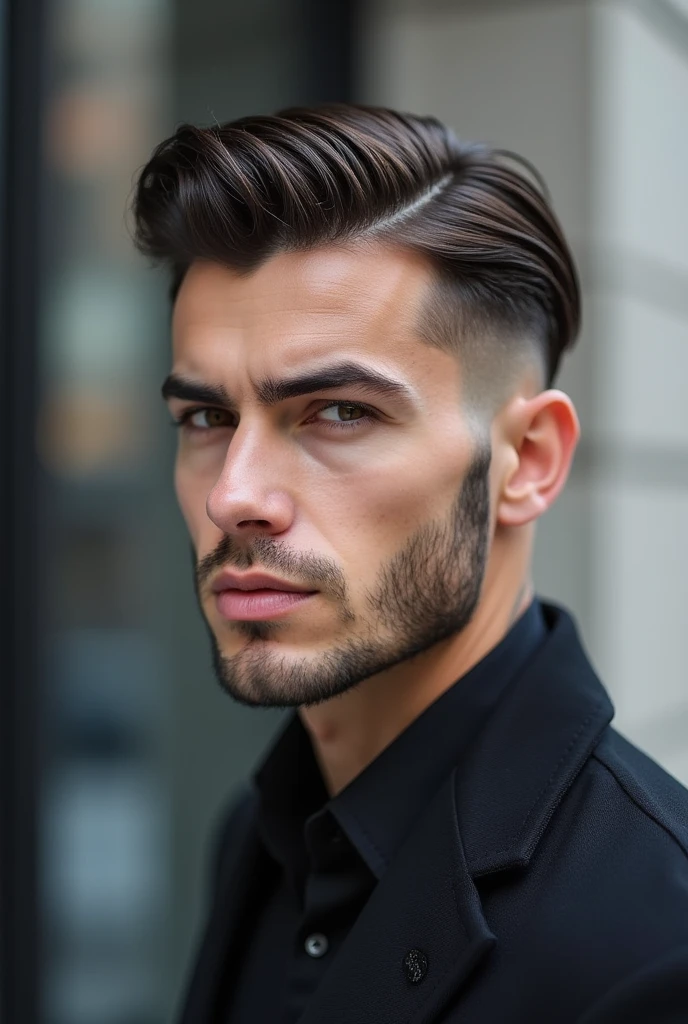 haircuts with side burn but pulled back men