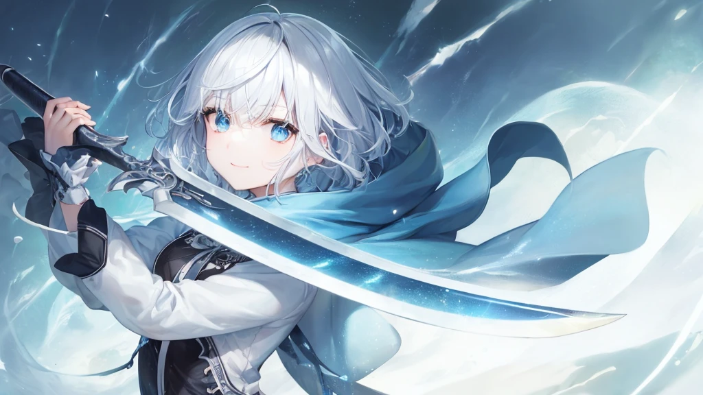 Ultra HD,Look at the viewers, Place your hands behind your back, With a girl, 20-year-old, 非常にshort hair, Long bangs between the eyes, Pale blue eyes, Very detailed,(masterpiece、Highest quality),Gray Hair、Laughter、wonderful, Silver Hair, iris, short hair、 Fluttering Hair、Small face、明るいsmile、(Detailed face) ,Professional Lighting,wonderful風景,blue sky, sunlight,Looking down from above,Portraiture、Open your mouth、Flower Field、Her eyes were shining、Mysterious and enchanting atmosphere。With AI Painting、とてもshort hair, Long bangs between the eyes, Very detailed,(masterpiece、Highest quality)、alone、Gray Hair、Fantasy, Silver Hair, Fantasyな風景、smile、Open your mouth、short hair、short hair、hairpin、black eye、Grey Eyes、Beautiful Eyes、Black Shirt、White hoodie、Hold the sword
