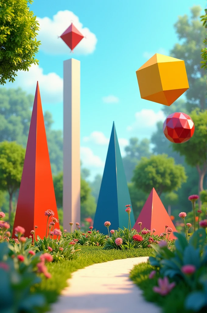 Create a garden with 5 geometric figures