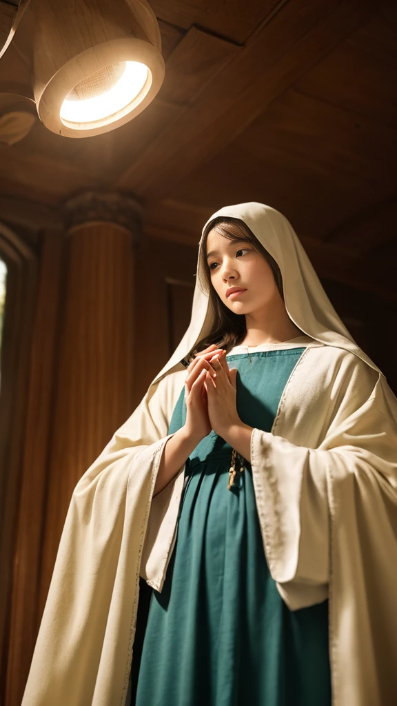 Virgin Mary、Sacred、Halo、With arms outstretched、A gentle gaze