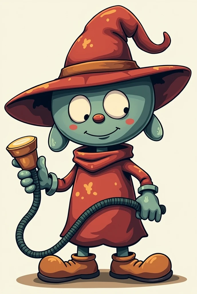 wizard cuphead style:1.2) with rubberhose style illustration of wizard