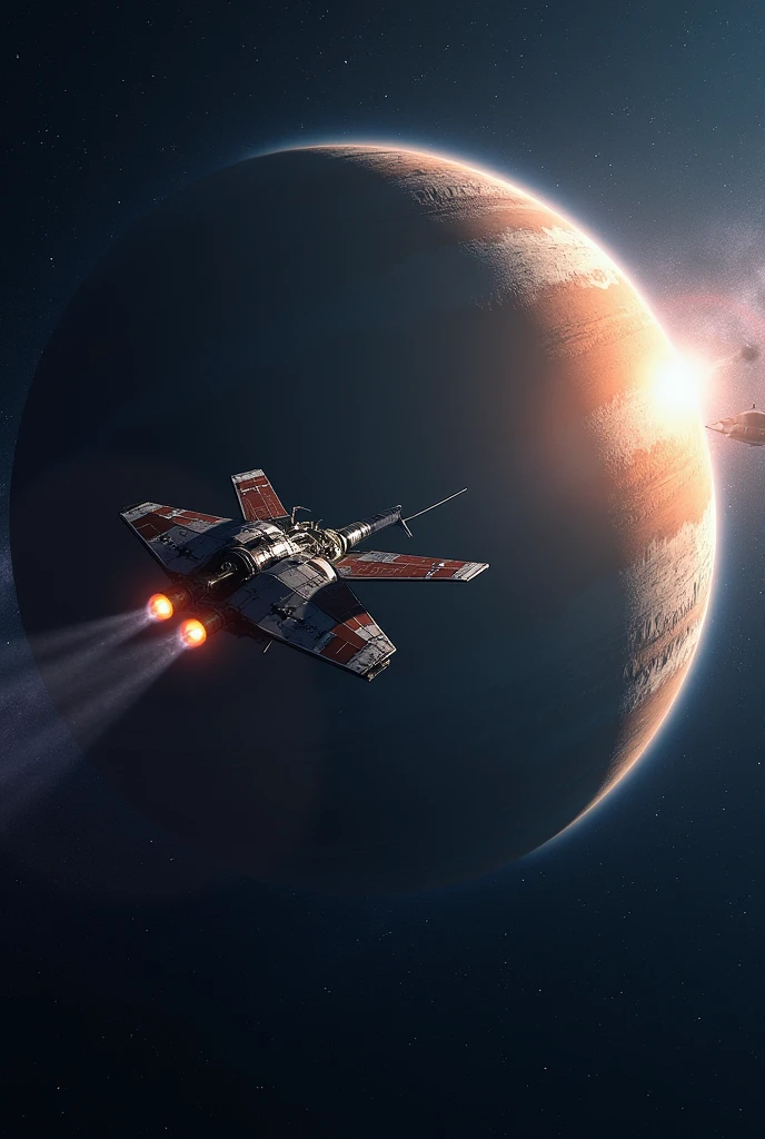 Generate 10x2 size image of spacecraft approaching to a planet