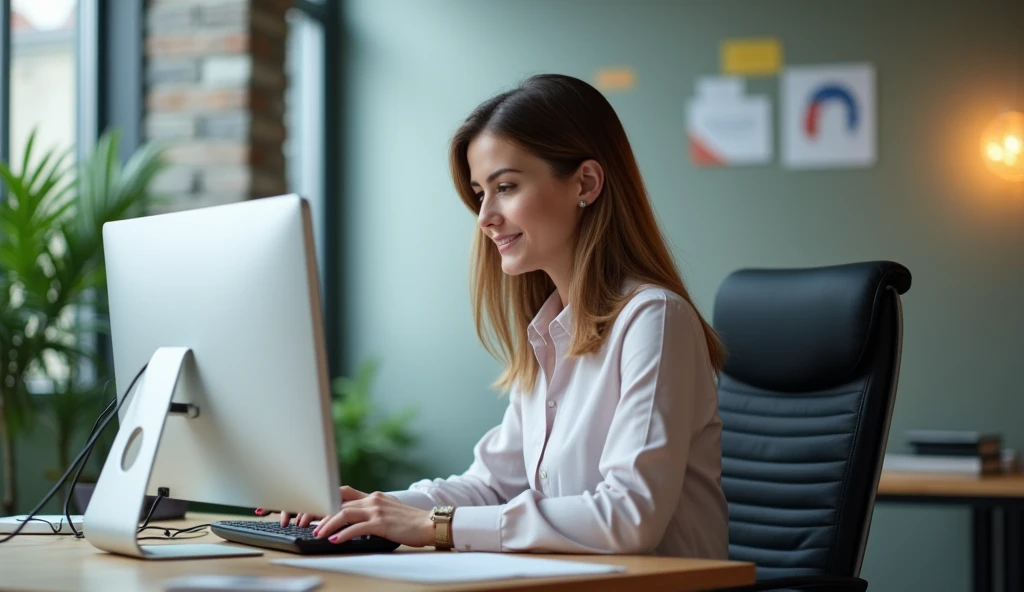 Business woman working on computer